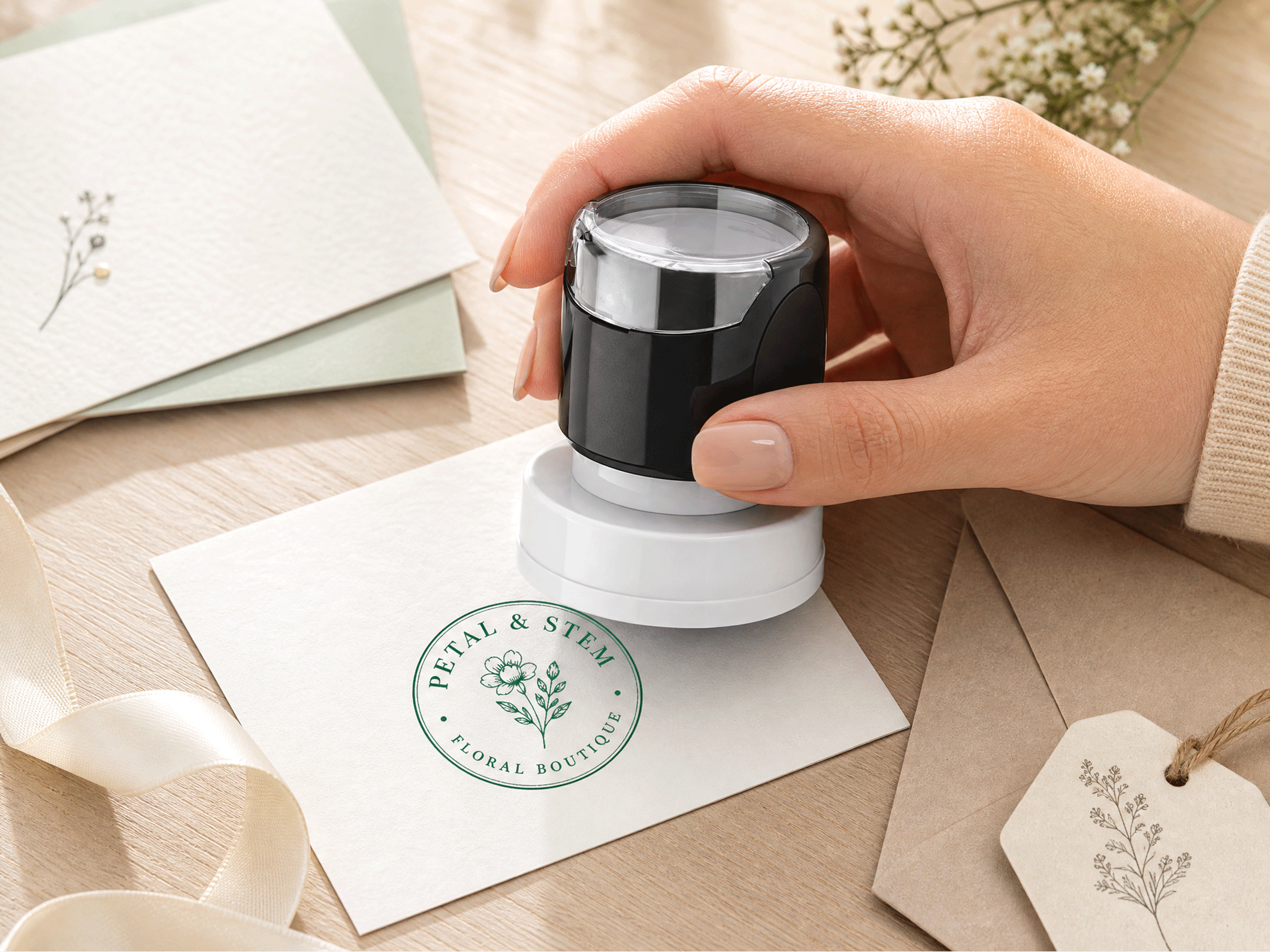 Circle Pre-Inked Stamps - View 1