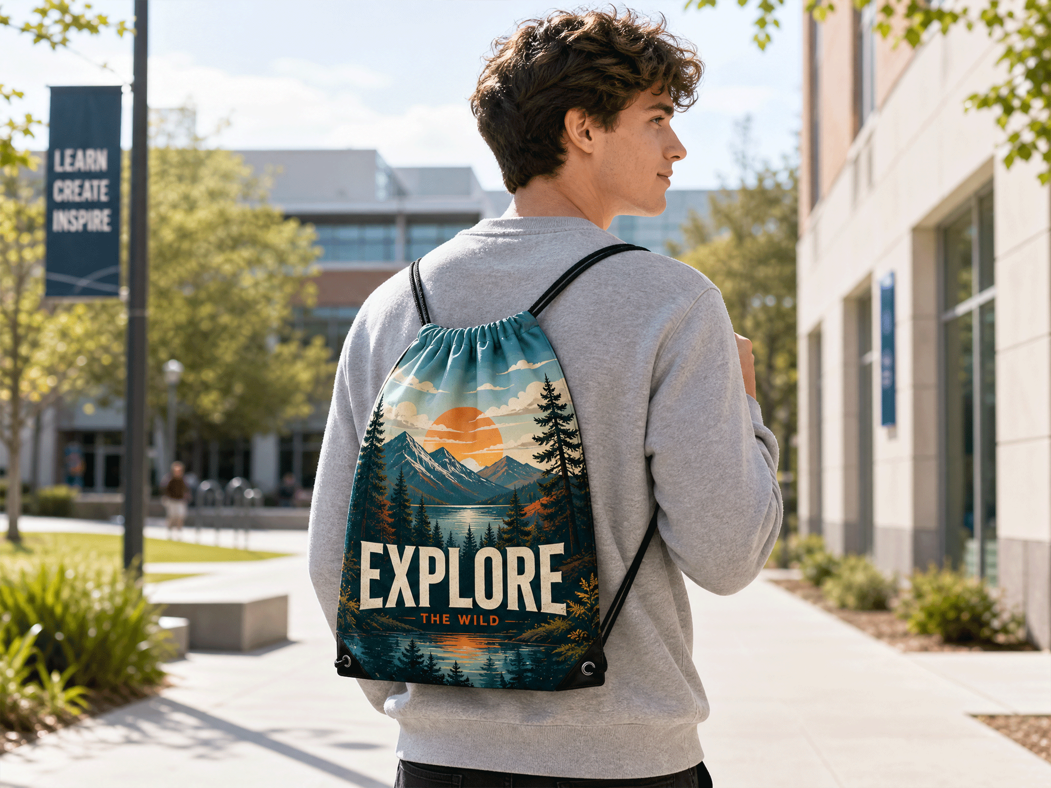 All-Over Print Drawstring Backpack