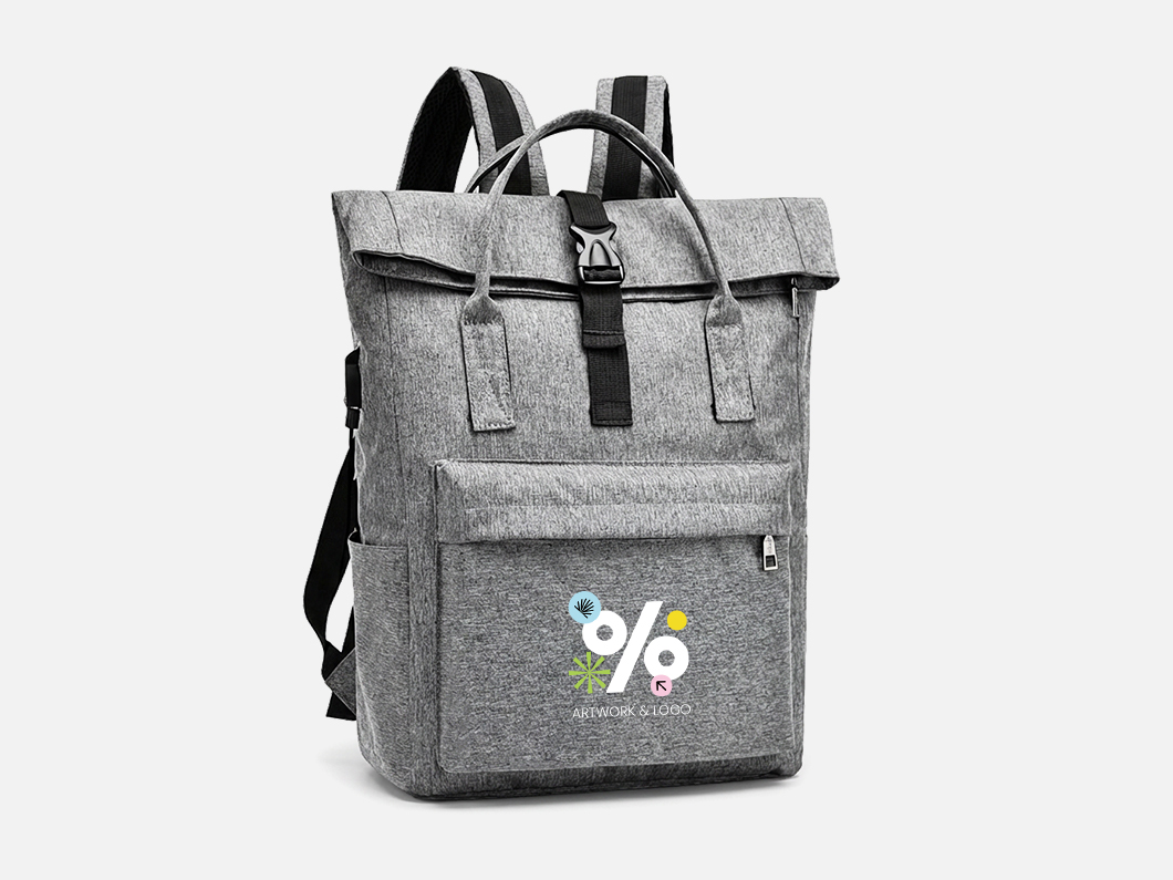 Roll Top Laptop Backpack with USB Charging - View 1