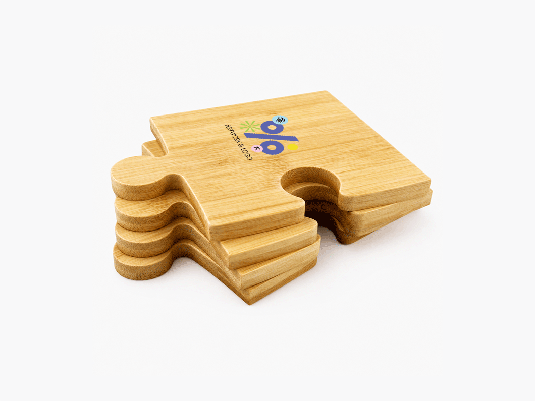 Bamboo Puzzle Coaster Set - View 1