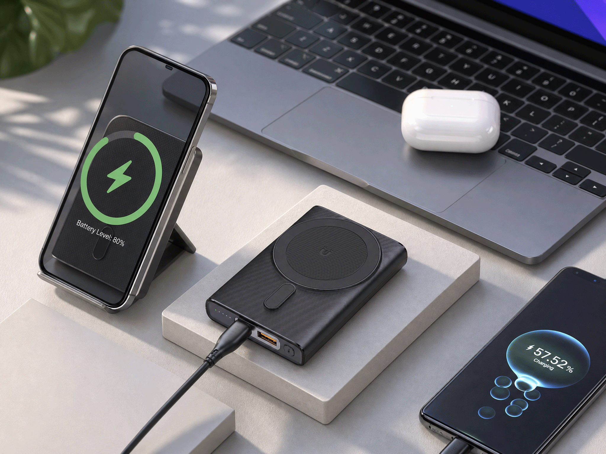 10000mAh Magnetic Wireless Charging Stand PD Power Bank - View 1