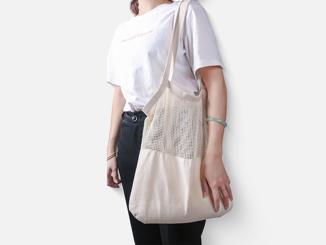 Mesh & Cotton Tote Bag - View 2