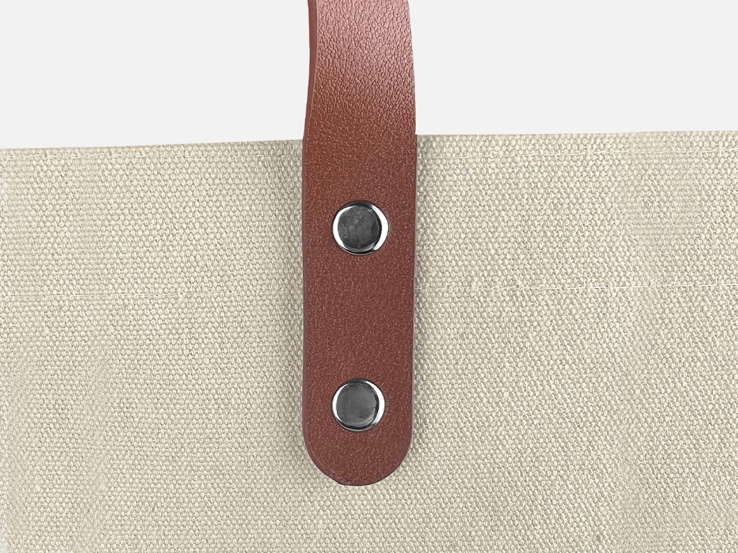 Cotton Canvas Tote Bag with Leather Handles - View 2
