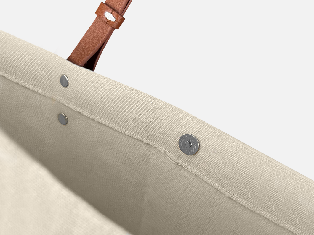 Cotton Canvas Tote Bag with Leather Handles - View 3