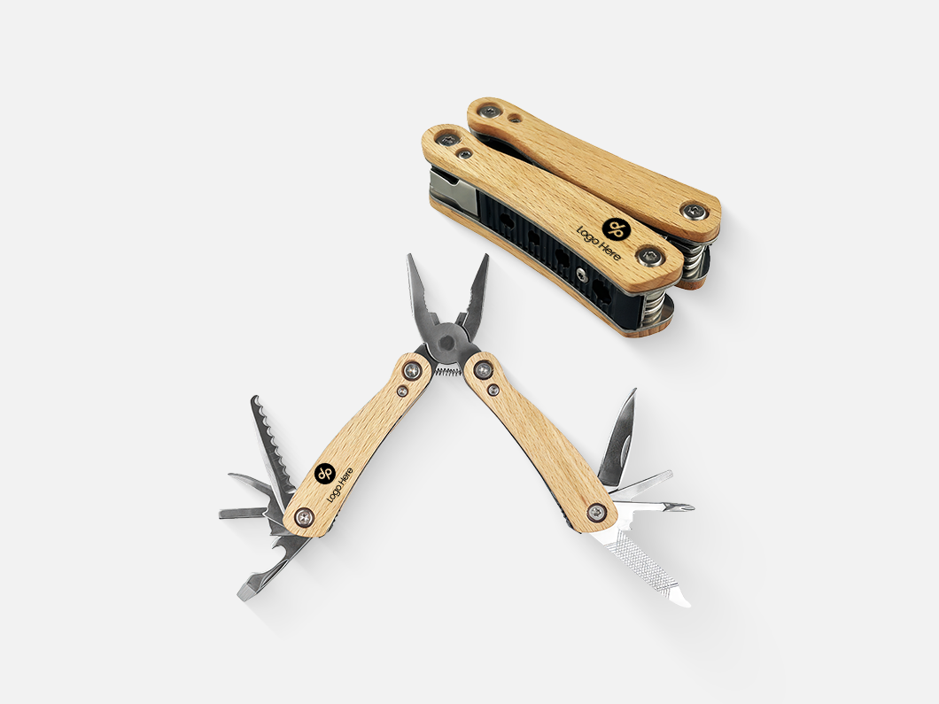 Beechwood Handle Multi-Function Folding Tool - View 4