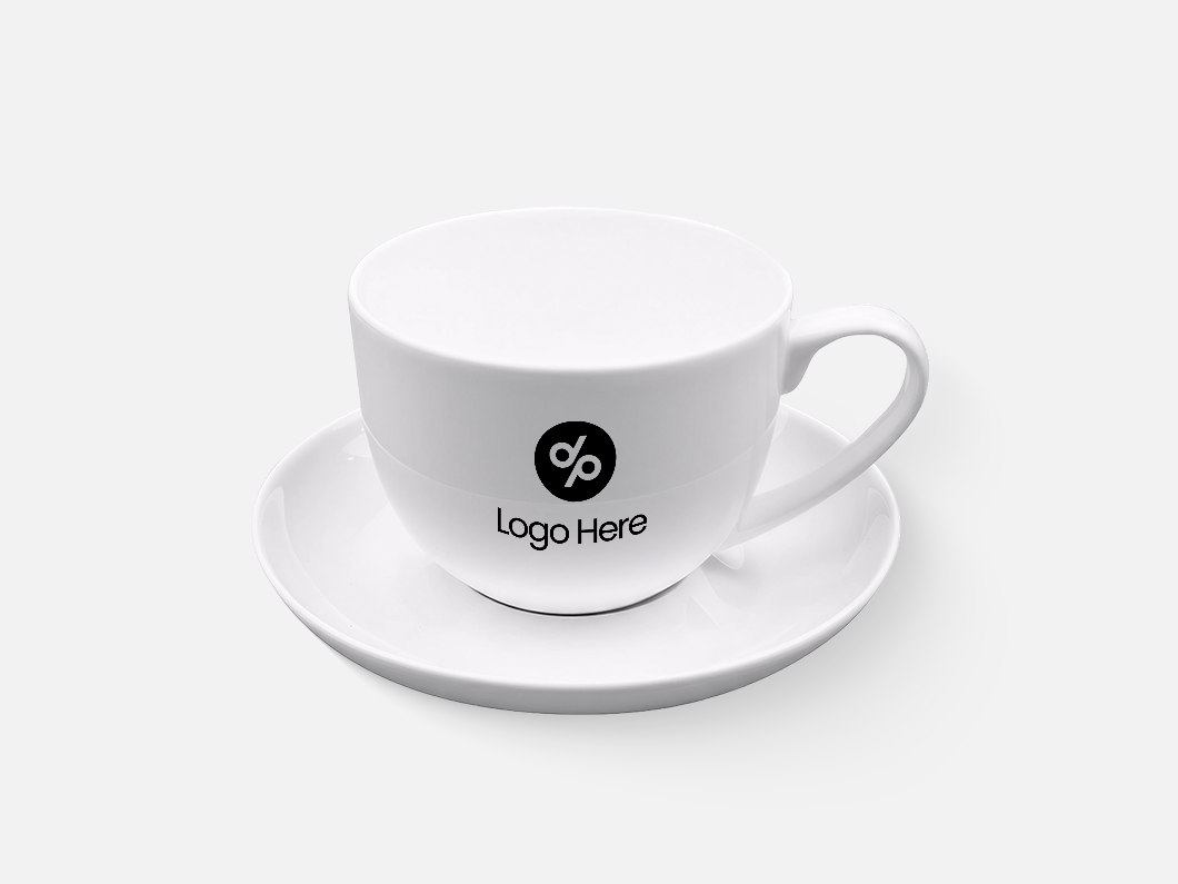 Classic White Ceramic Cup & Saucer Set - View 1
