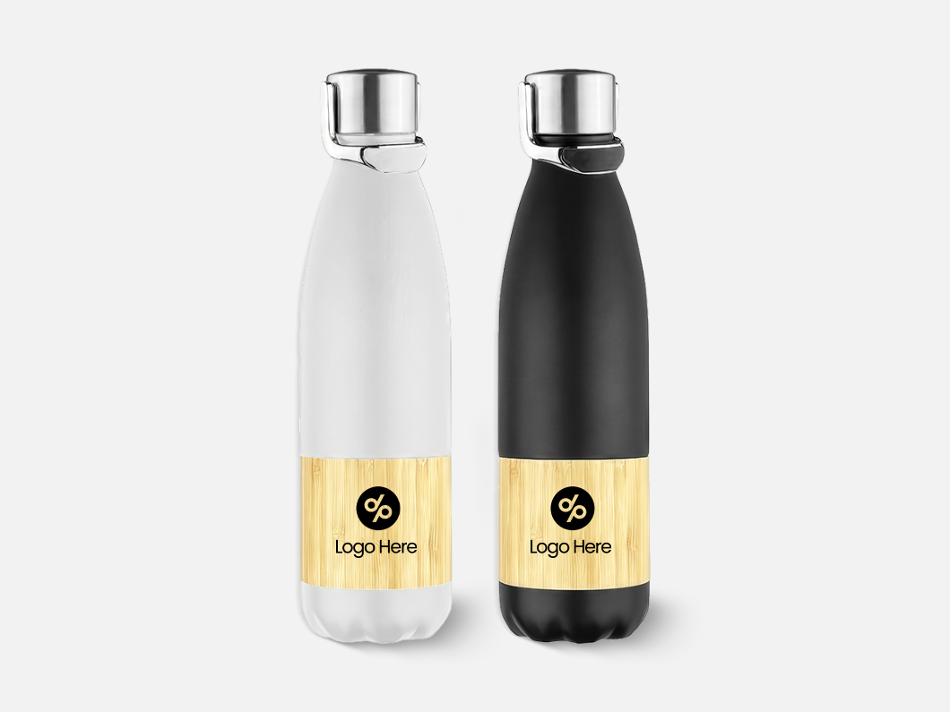 15oz Bamboo Wrap Vacuum Insulated Stainless Steel Water Bottle with Foldable Handle - View 2