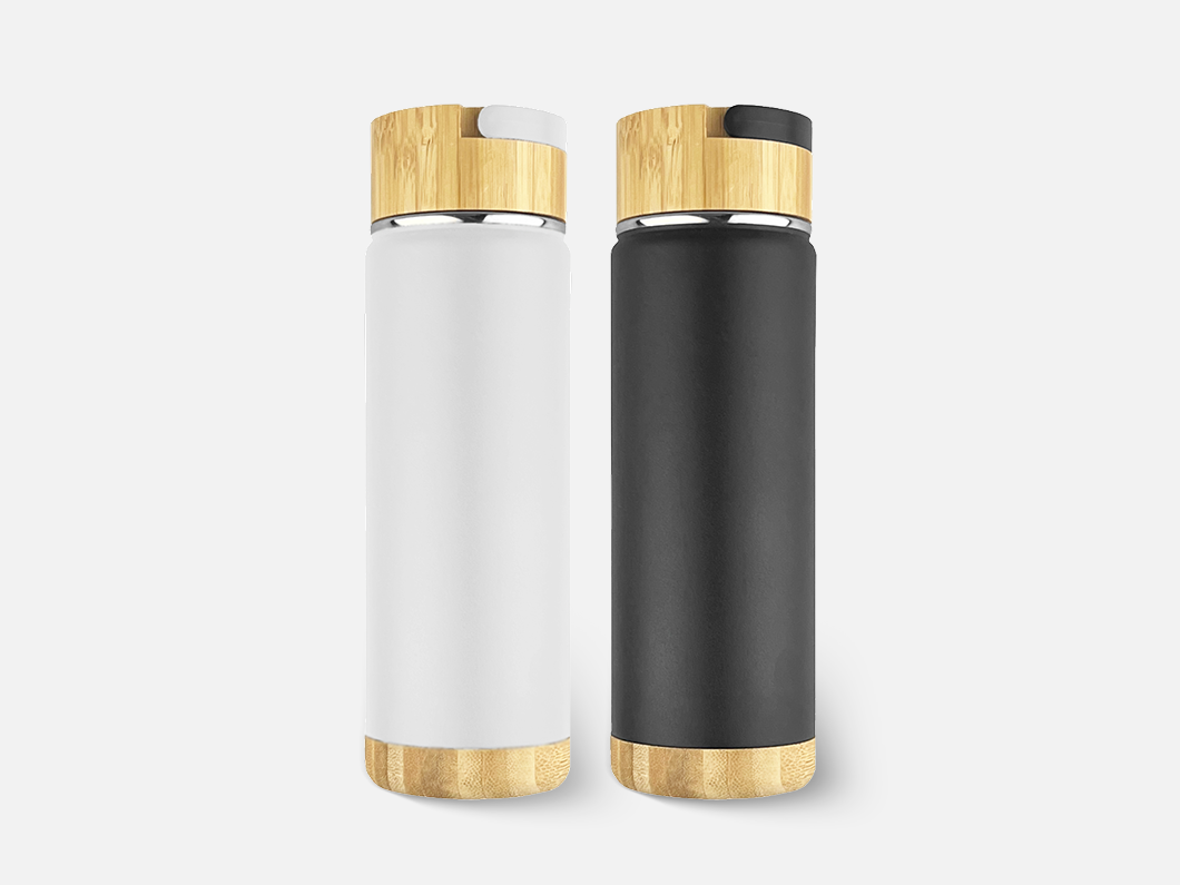 15oz Bamboo Lid Insulated Stainless Steel Water Bottle - View 1