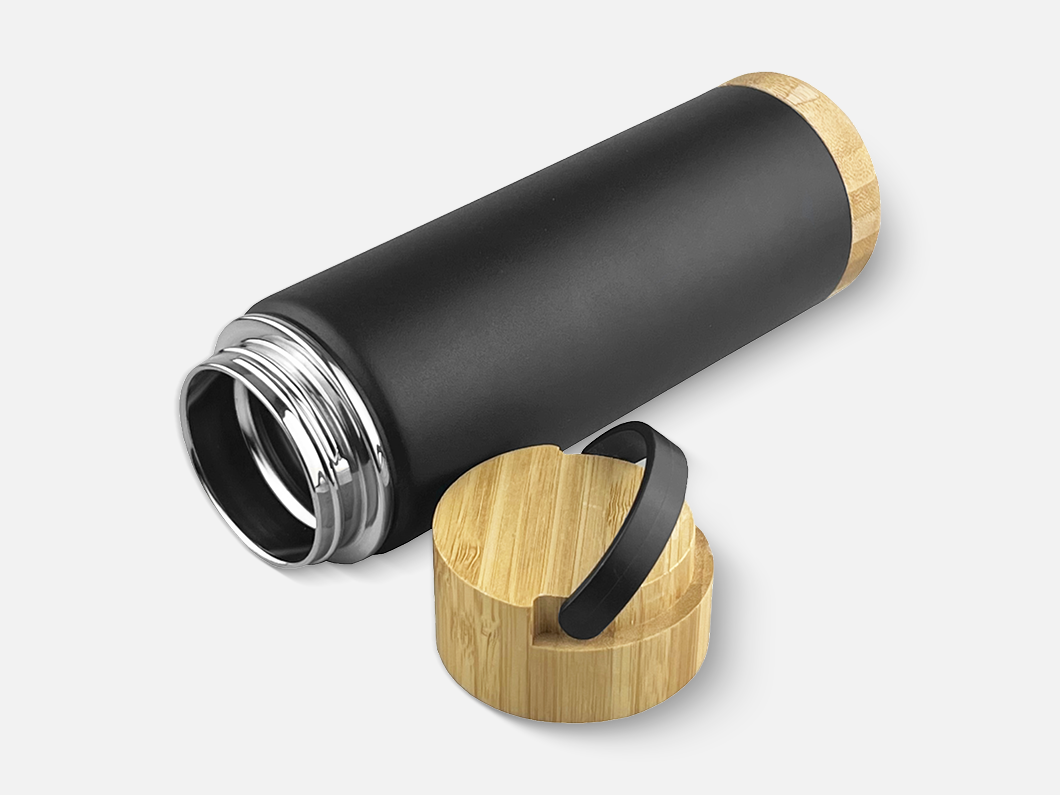 15oz Bamboo Lid Insulated Stainless Steel Water Bottle - View 2