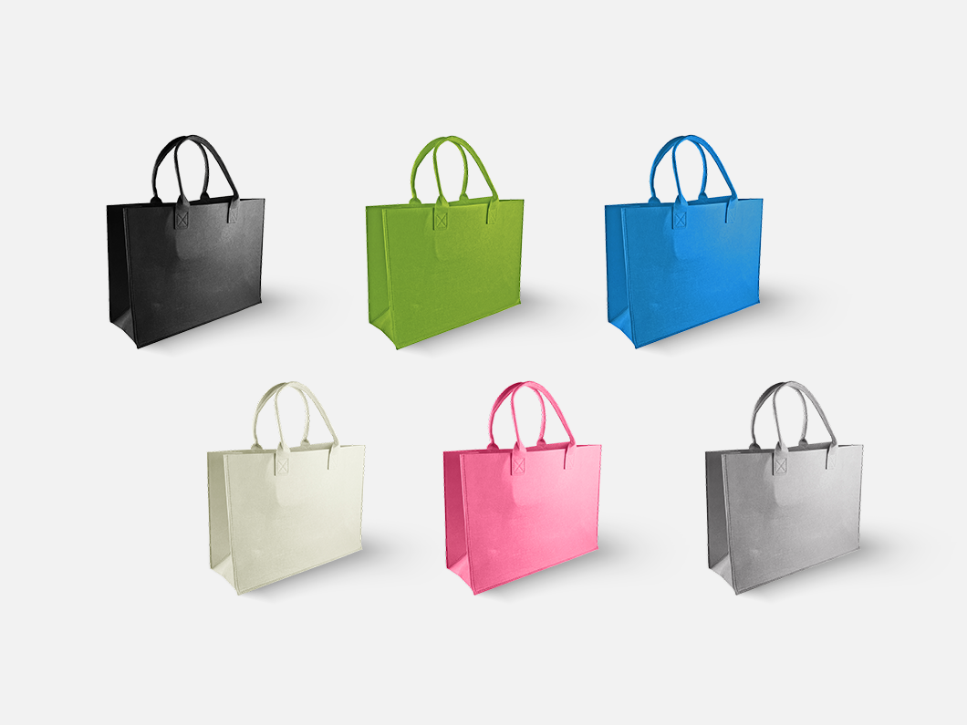 Large Felt Shopper Tote Bag - View 2
