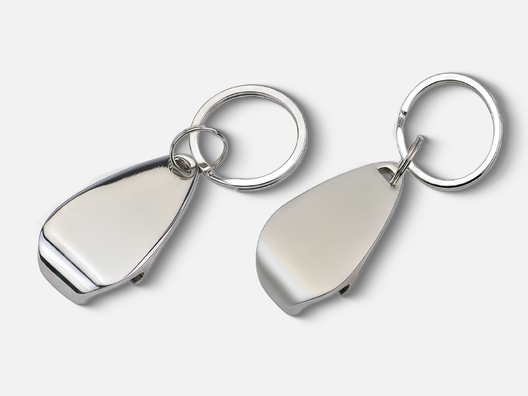 Silver Finish Zinc Alloy Bottle Opener Keychain - View 1
