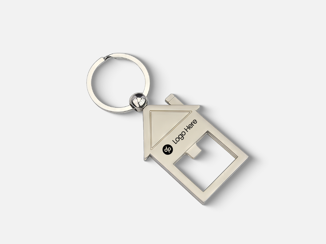 House Shaped Zinc Alloy Bottle Opener Keychain - View 1