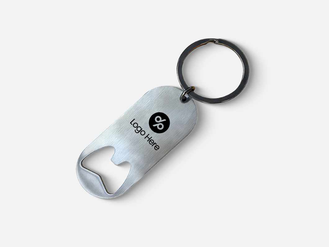 Brushed Stainless Steel Bottle Opener Keychain - View 1