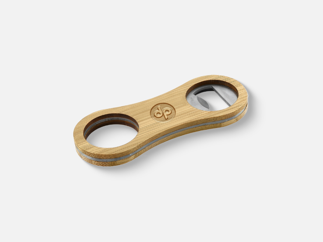 Bamboo Bottle Opener Keychain with 304 Stainless Steel Core