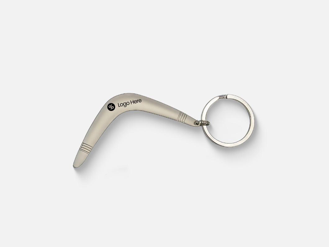 Boomerang-Shaped Metal Keychain