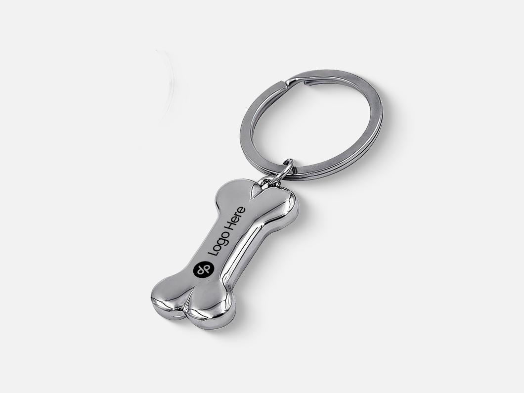 Dog Bone-Shaped Metal Keychain