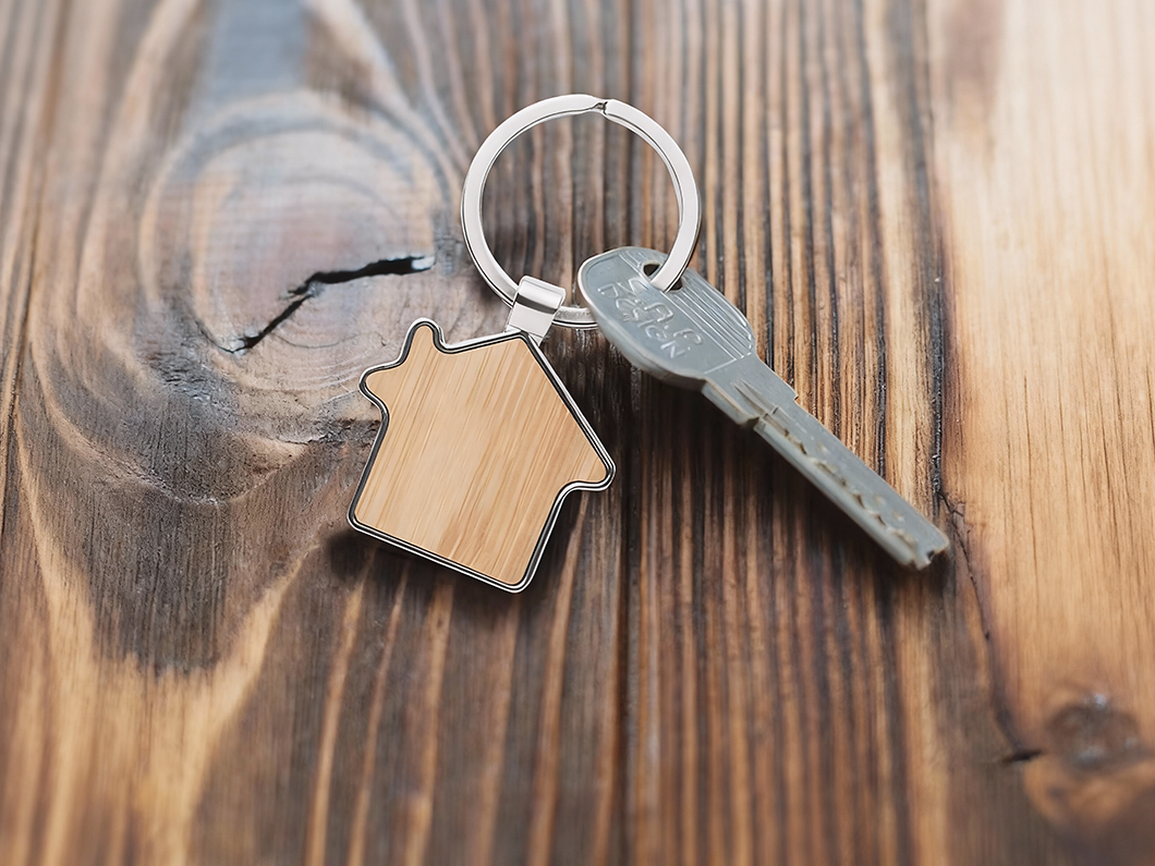 Bamboo House-Shaped Keychain