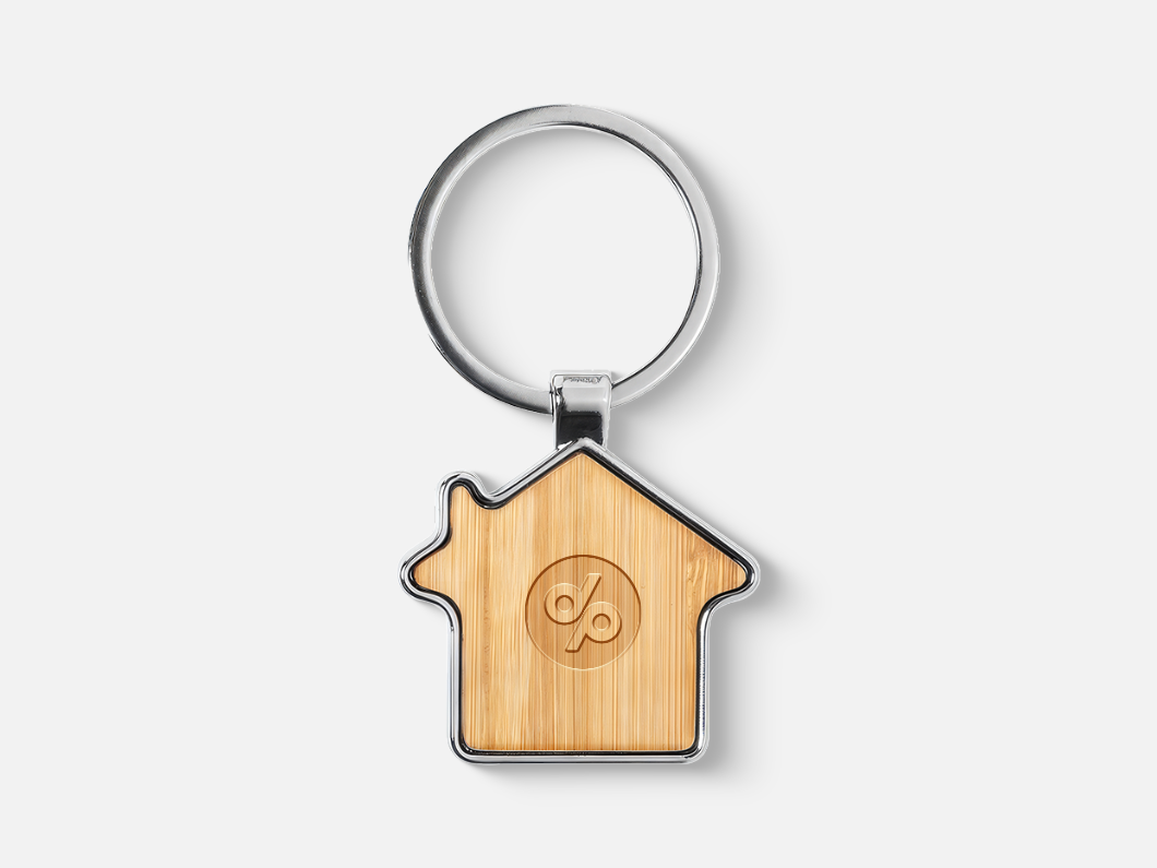 Bamboo House-Shaped Keychain - View 3