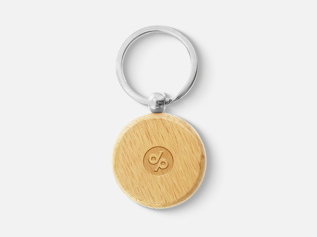 Natural Beechwood Round Keychain - View 2