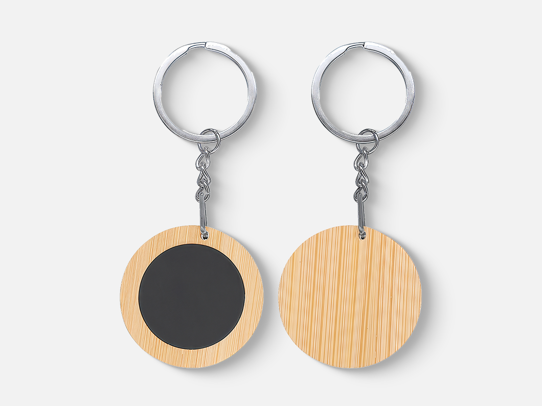 Round Bamboo Keychain