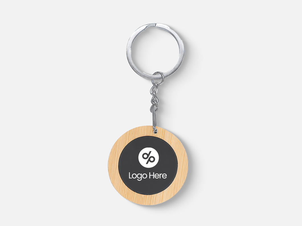 Round Bamboo Keychain - View 2