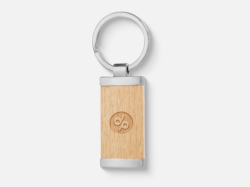 Wood Insert Chrome Keychain - View 2