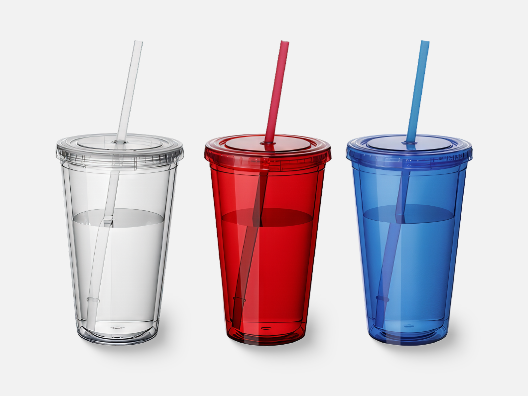 16oz AS Plastic Cold Tumbler with Straw - View 1