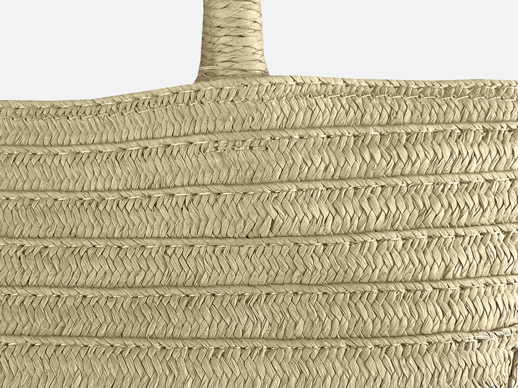Woven Tote Bag with Canvas Panel - View 3