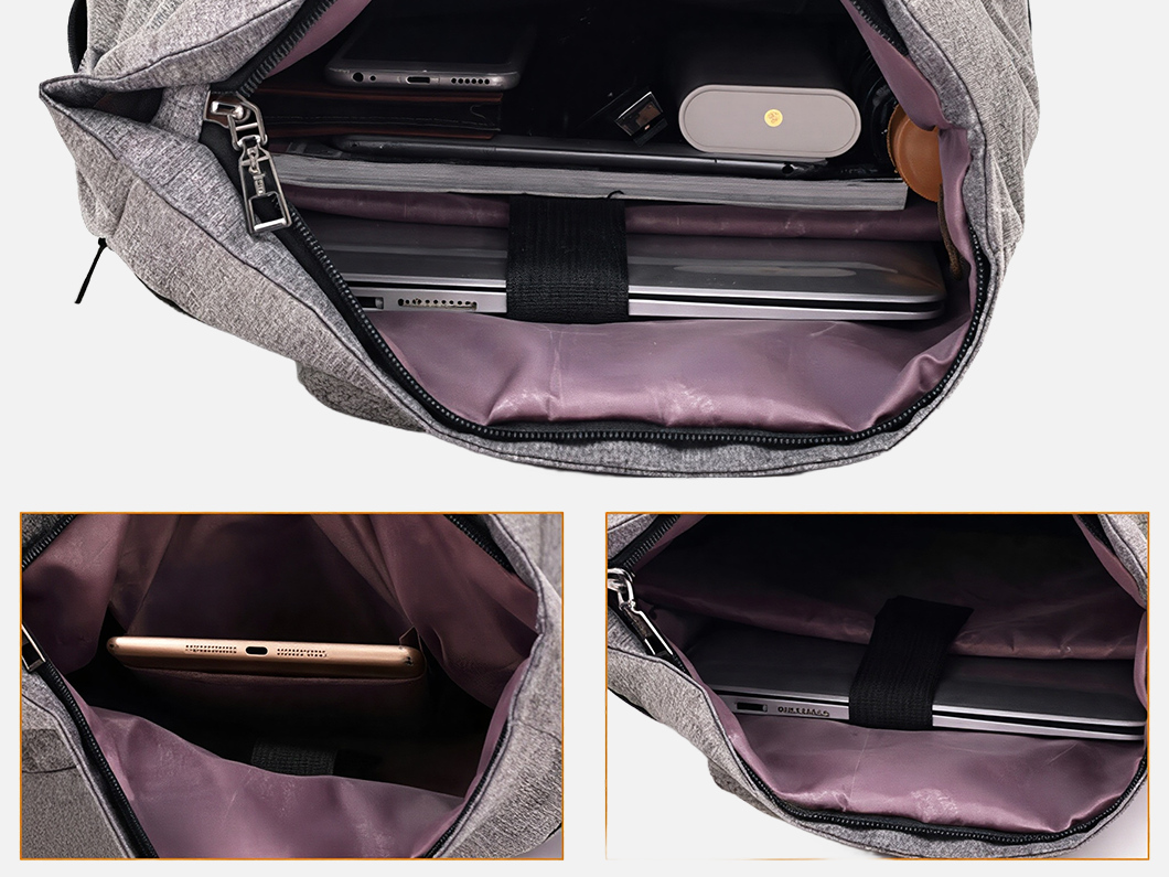 Roll Top Laptop Backpack with USB Charging - View 4
