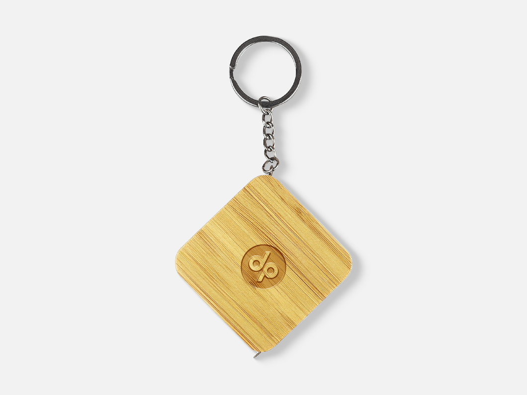 Bamboo Tape Measure Keychain - View 3
