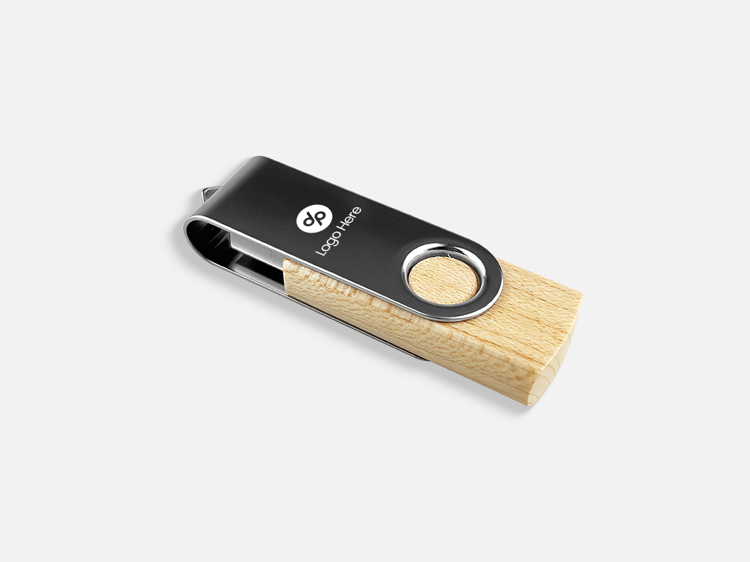 Bamboo Swivel USB Flash Drive - View 2