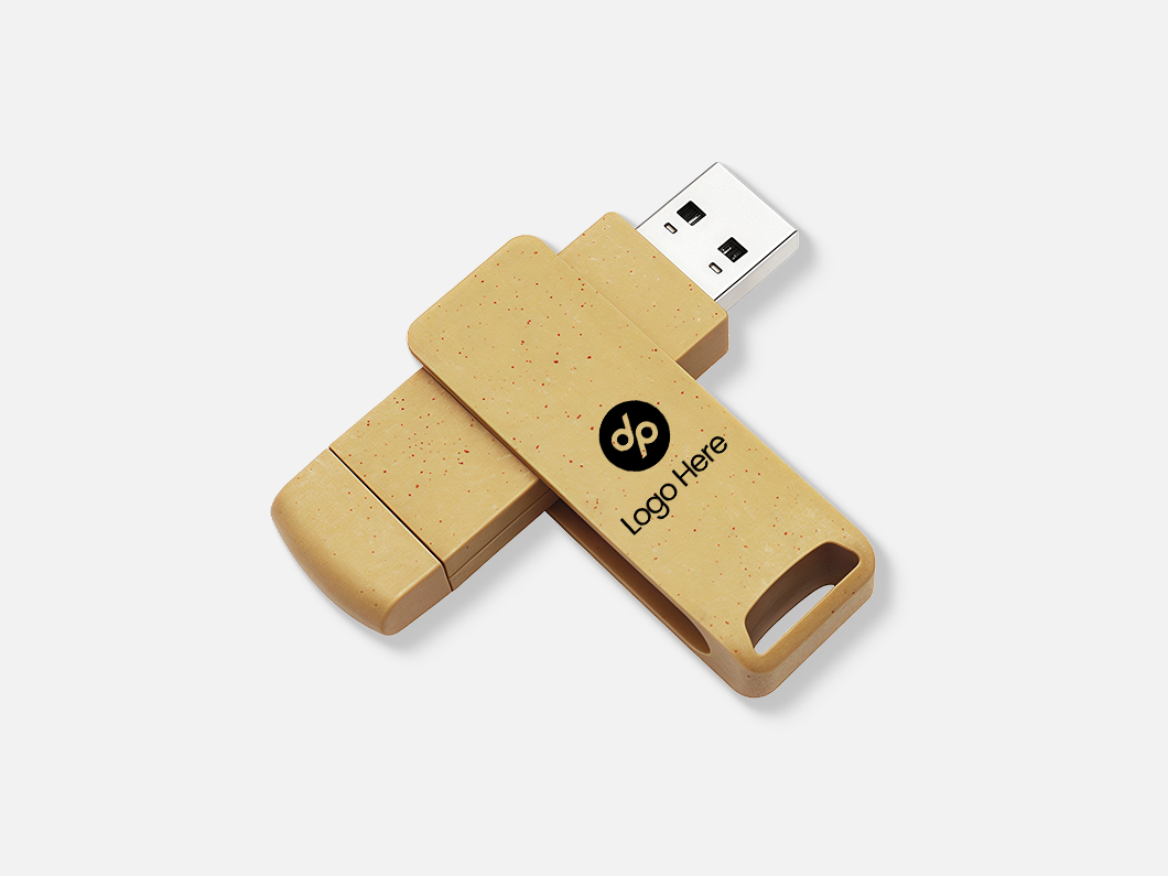 Wheat Straw USB 2.0 Swivel Flash Drive - View 2