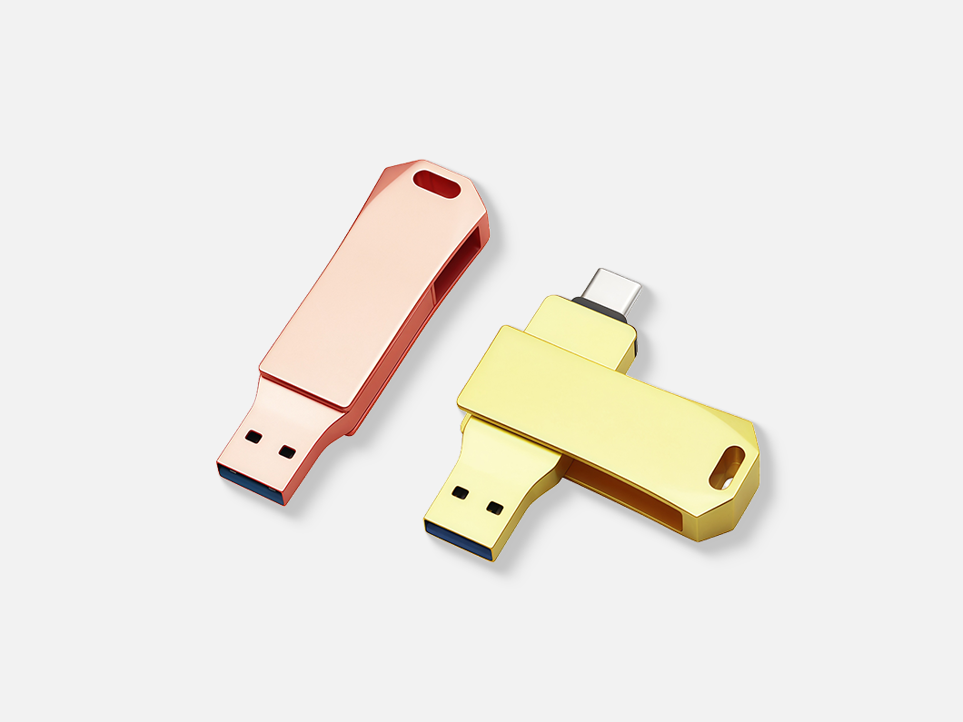 Metal Dual-Interface USB 2.0 Flash Drive - View 3