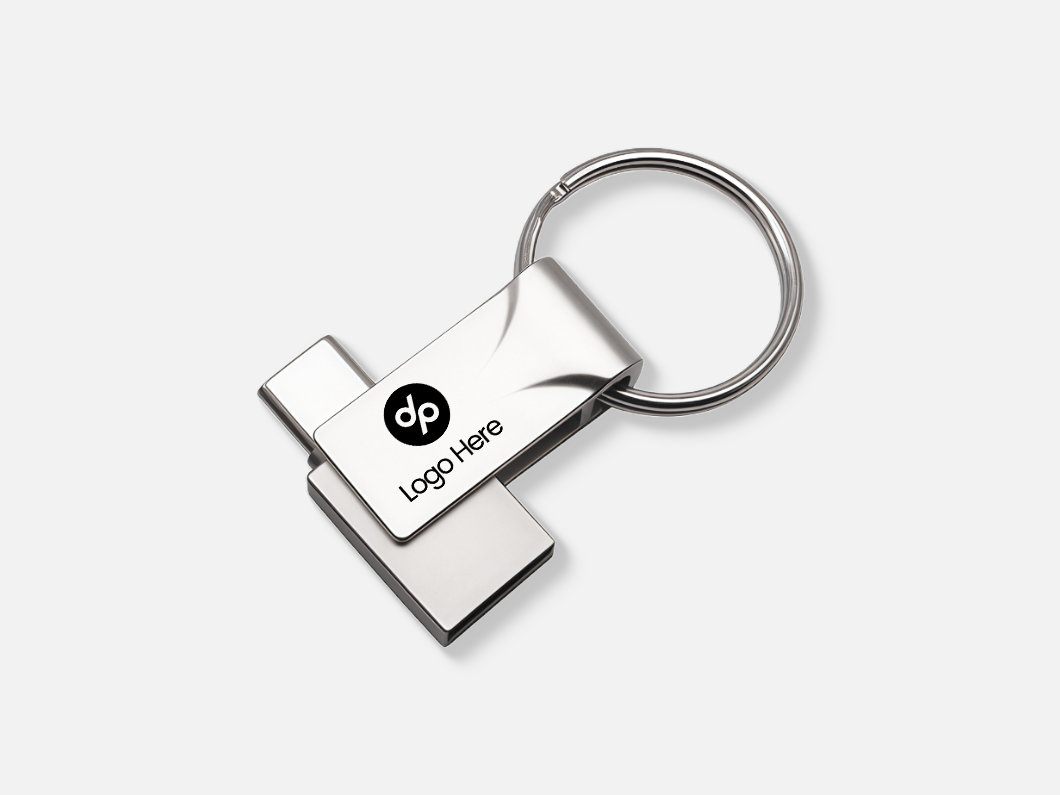 Metal USB-C Flash Drive Keychain - View 3