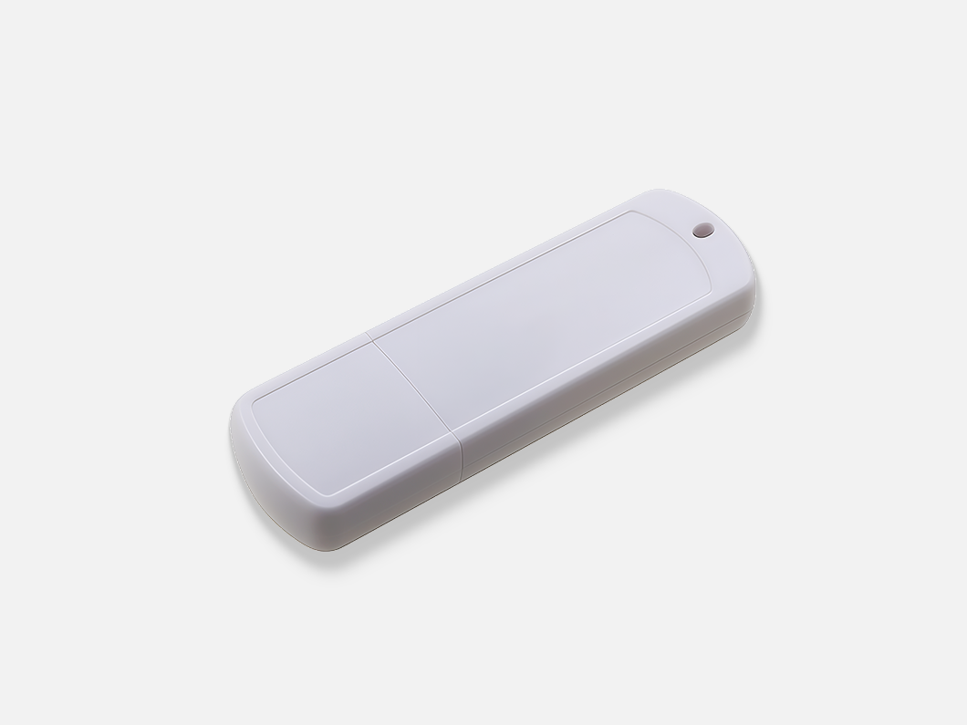 White ABS USB 2.0 Flash Drive with Protective Cap - View 1