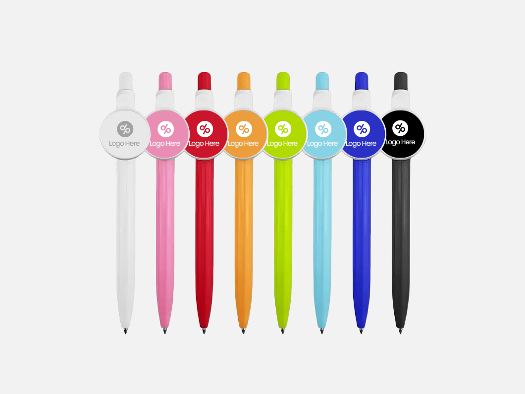 Button Clip Retractable Ballpoint Pen