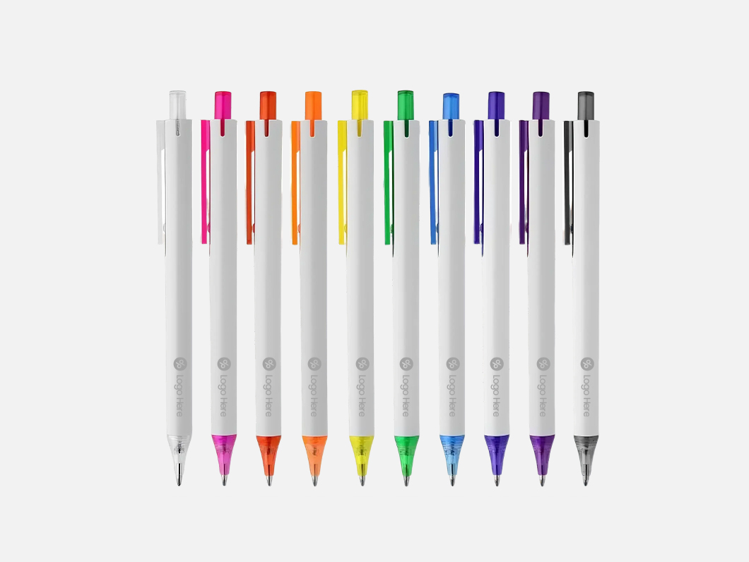 White Barrel Color Trim Ballpoint Pen