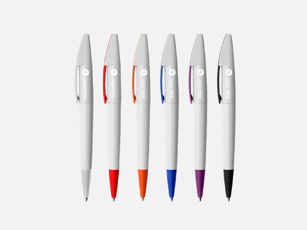 White Barrel Twist Pen with Color Accents