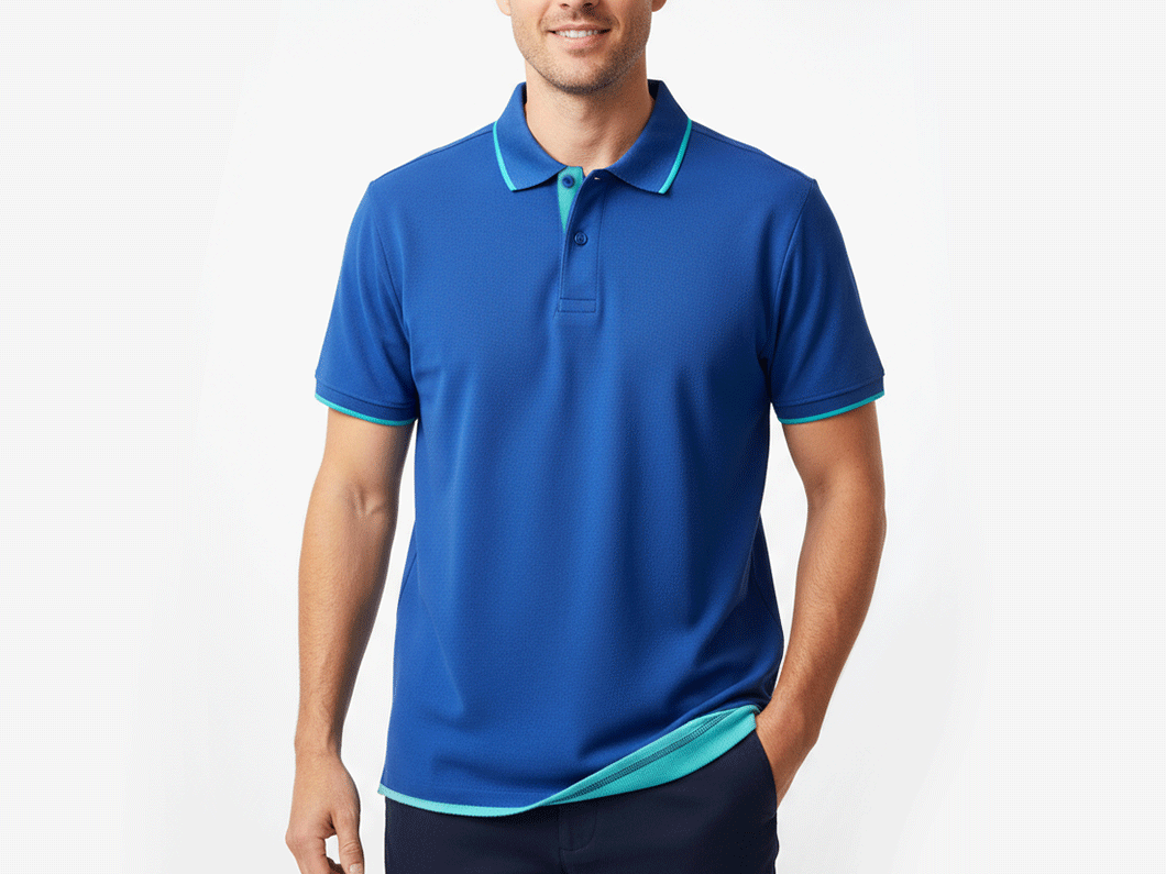 Contrast Detail Polo Shirt - View 1