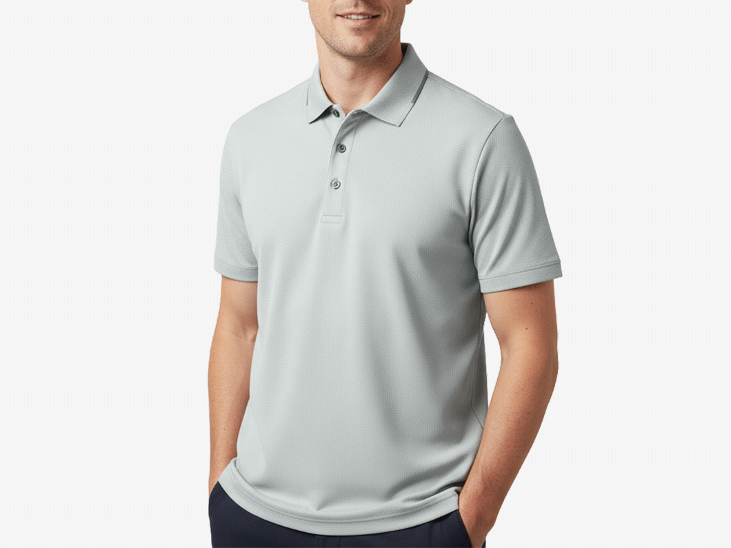 Mesh Knit Polo Shirt - View 1