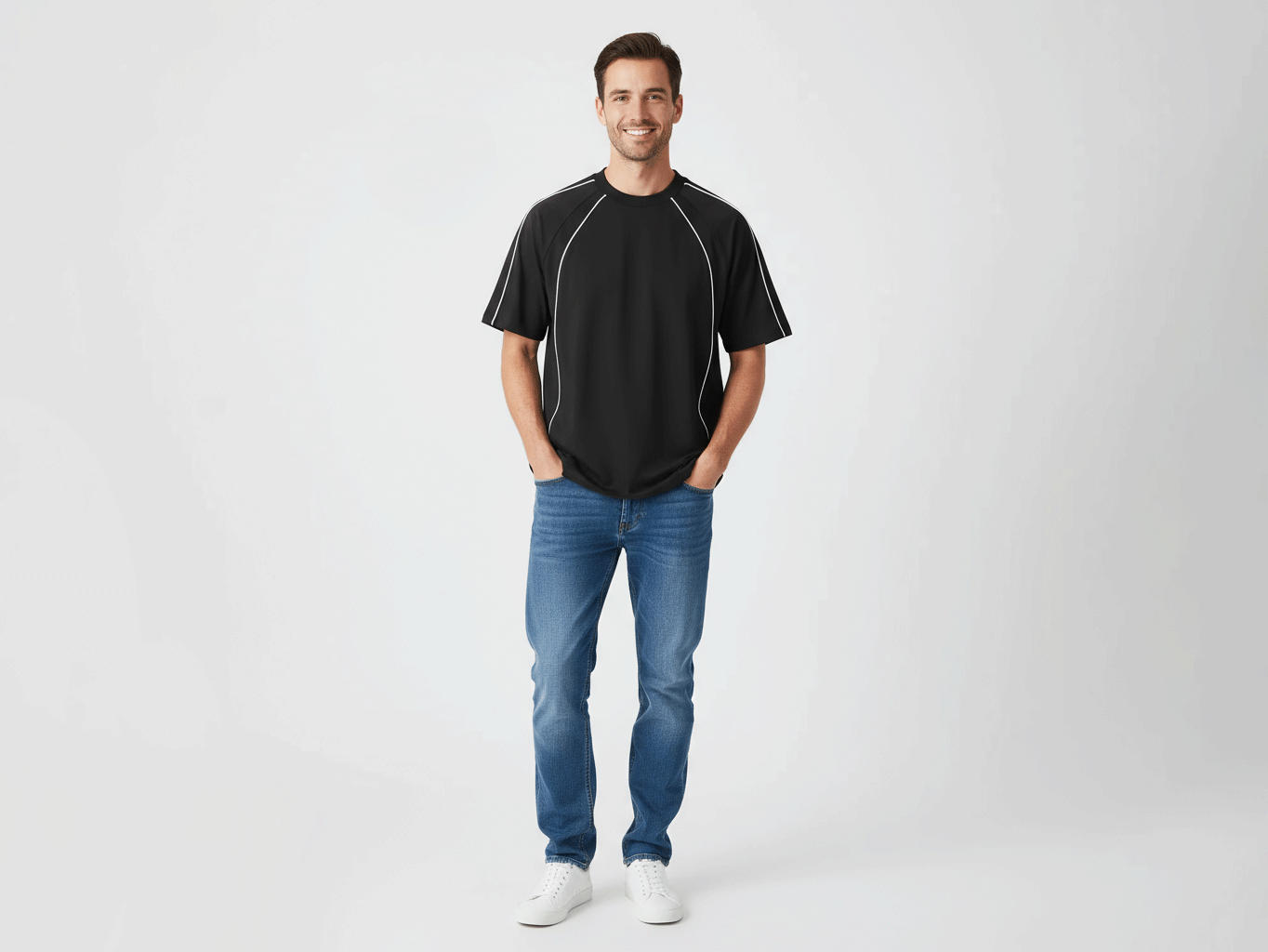 Contrast Piping Oversized T-Shirt - View 3