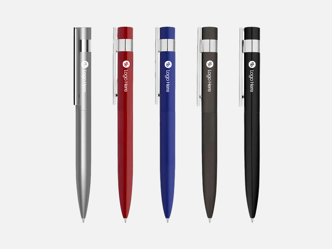 Metal Click Ballpoint Pen with Accent Band