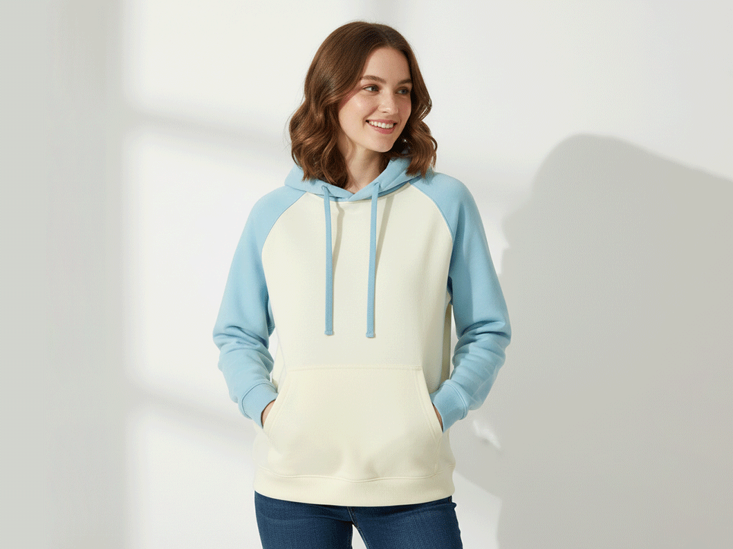 Contrast Raglan Hoodie - View 1