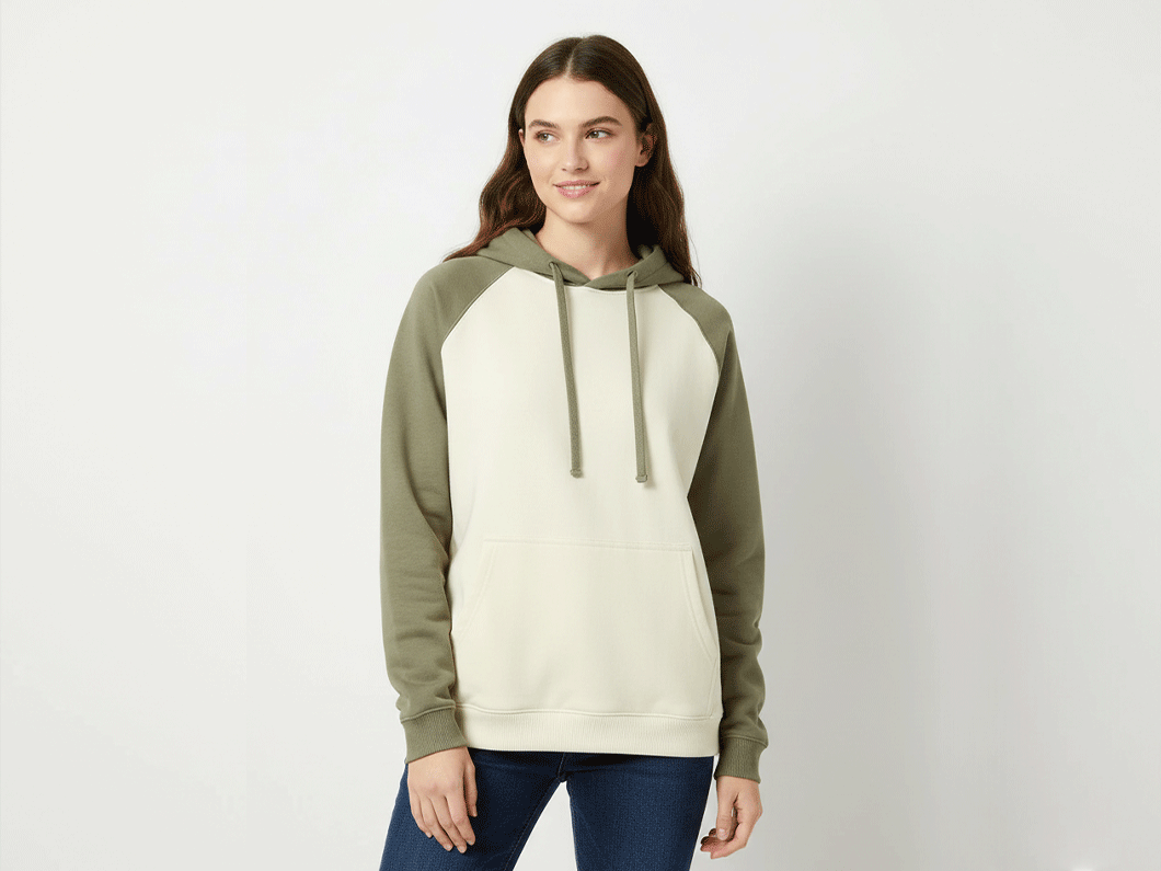 Contrast Raglan Hoodie - View 3