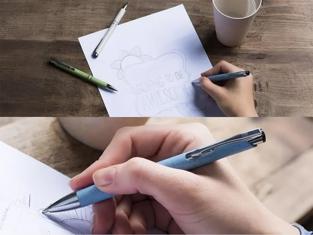 Wheat Straw Eco Pen with Metal Trim - View 2