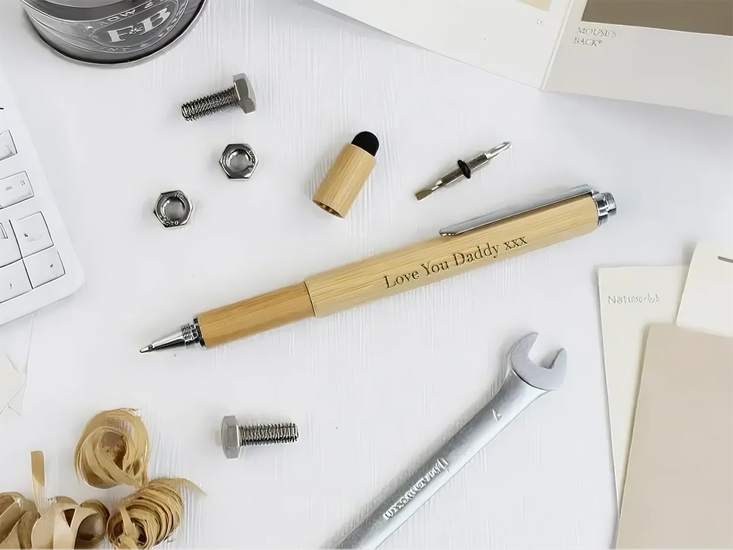 Bamboo Multi-Tool Ballpoint Pen - View 2