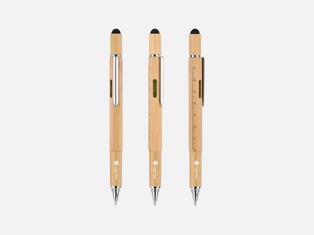 Bamboo Multi-Tool Ballpoint Pen - View 3