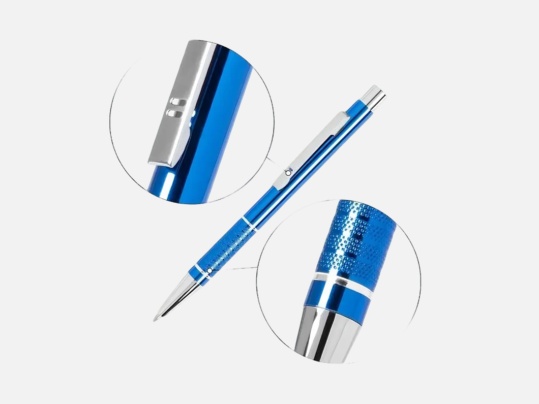Metal Click Ballpoint Pen with Textured Grip - View 2
