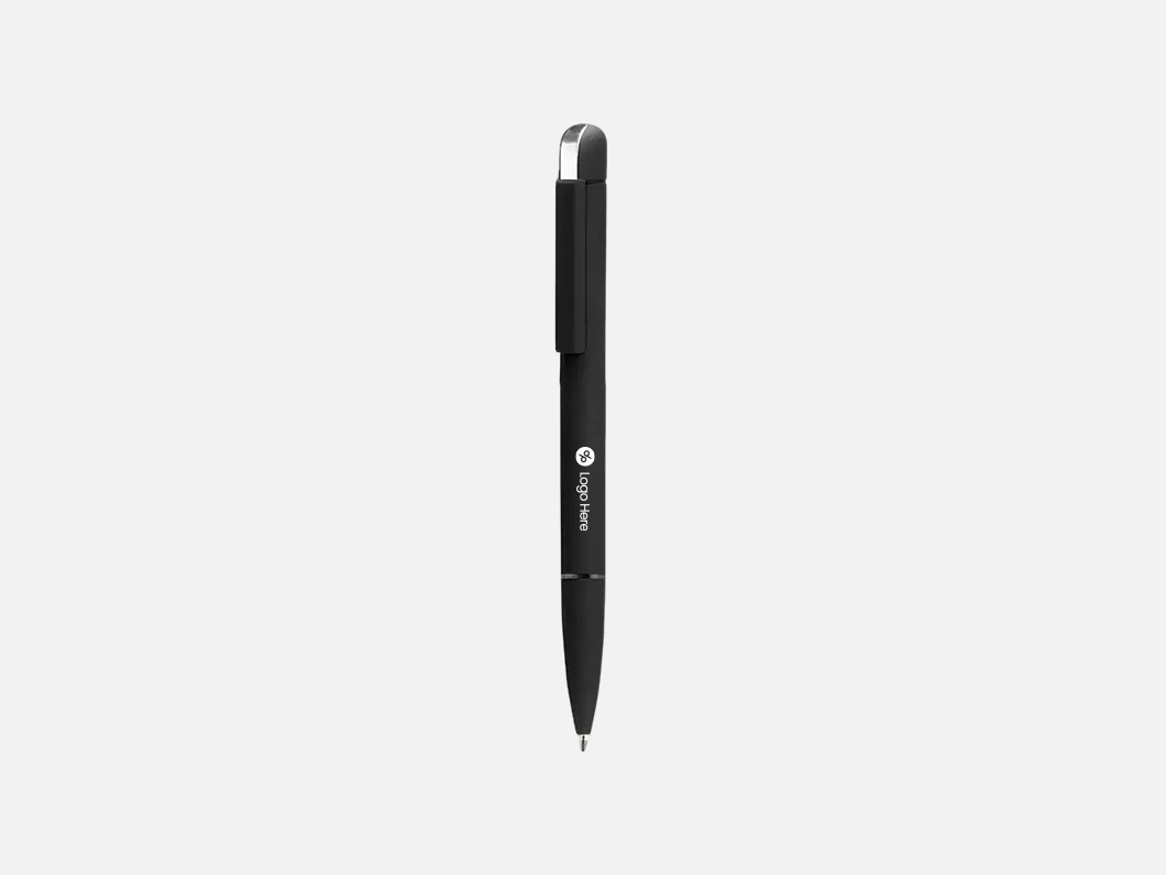 Matte Black Stainless Steel Click Ballpoint Pen - View 1