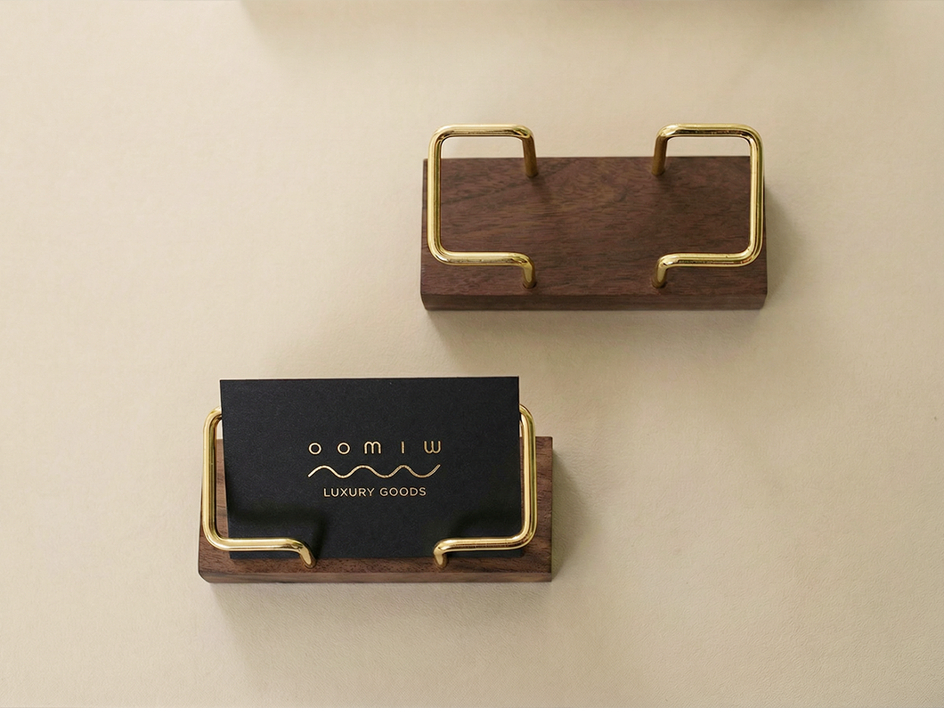 Walnut Wood & Metal Business Card Holder - View 4